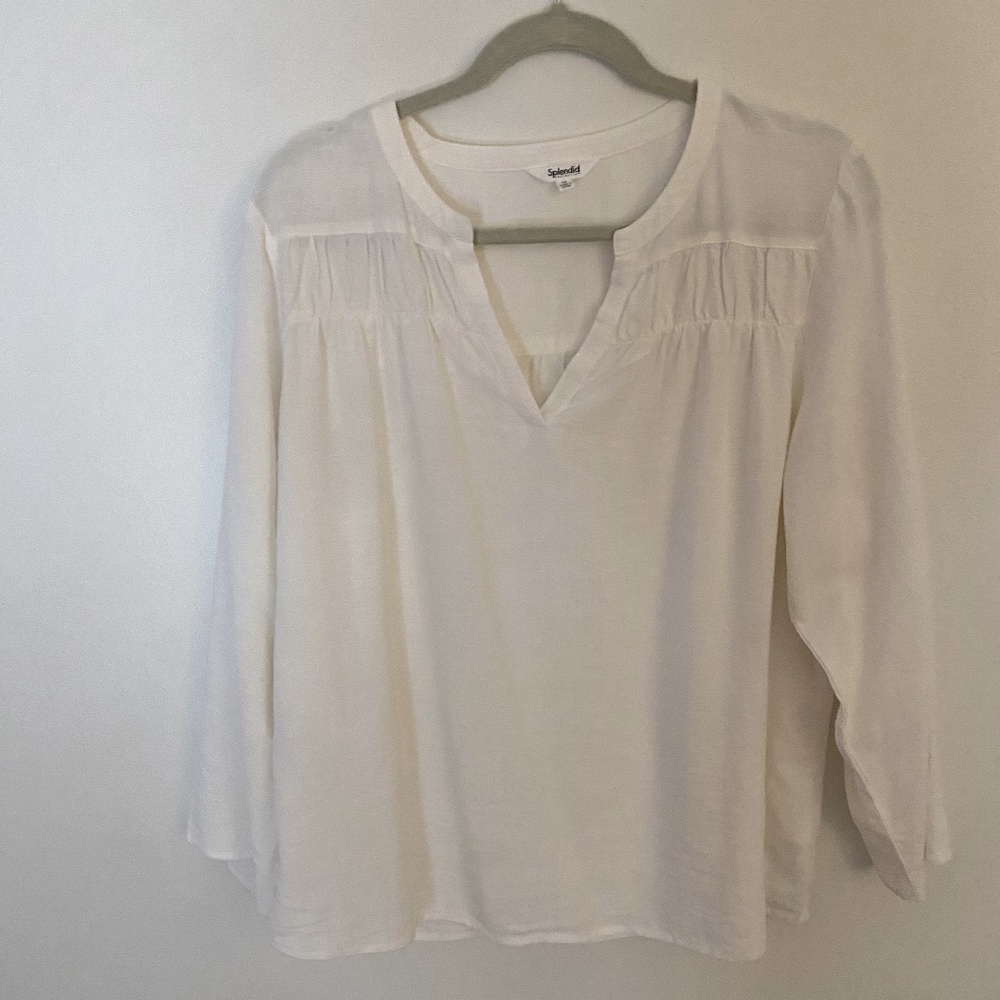 Splendid Collection Peasant Blouse Sz Med Cream